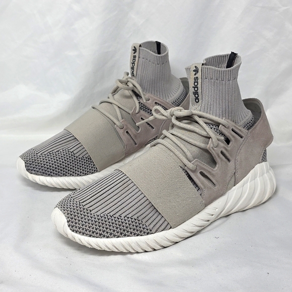 Adidas Tubular Doom Primeknit Sock Like Fit Gray High-Top Sneakers